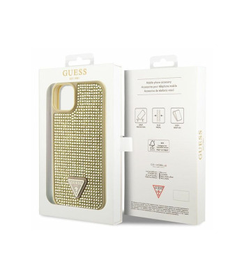 Guess maciņš iPhone 14 6.1 GUHCP14SHDGTPD zelta cietais korpuss Rhinestone Triangle