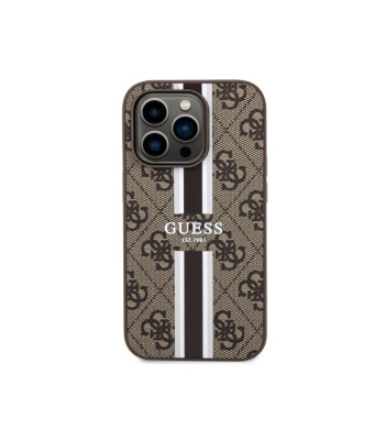 Guess maciņš iPhone 14 Pro Max 6.7 GUHMP14XP4RPSW brūns ciets maciņš Magsafe 4G Printed Stripes