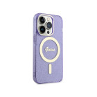 Guess maciņš iPhone 14 Pro Max 6.7 GUHMP14XHCMCGU purpursarkanajam cietajam maciņam Magsafe IML Glitter Gold