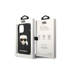 Karl Lagerfeld maciņš iPhone 14 Pro Max 6.7 KLHMP14XSLKHBK melns ciets korpuss Silikona Karl&#39;s Head Magsafe