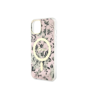 Guess korpuss iPhone 14 6.1 GUHMP14SHCFWSP rozā cietais korpuss Magsafe IML Flower