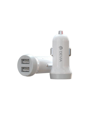 Devia auto lādētājs Smart 2x USB 3.1A balts + Lightning kabelis