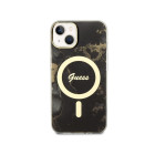 Guess futrālis iPhone 14 6.1 GUHMP14SHTMRSK melns cietais korpuss Magsafe IML Golden Marble