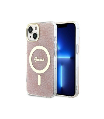 Guess korpuss iPhone 14 Pro 6.1 GUHMP14SH4STP rozā cietais korpuss Magsafe IML 4G