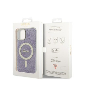 Guess korpuss iPhone 14 6.1 GUHMP14SH4STU purpursarkans cietais korpuss Magsafe IML 4G