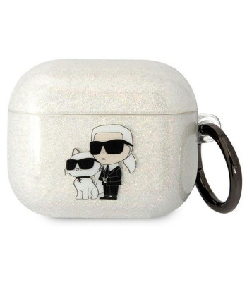 Karl Lagerfeld futrālis priekš Airpods 3 KLA3HNKCTGT caurspīdīgs Gliter Karl-Choupette