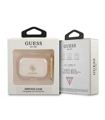 Guess futrālis "AirPods Pro" GUAPUCG4GD zelta krāsā Glitter Collection