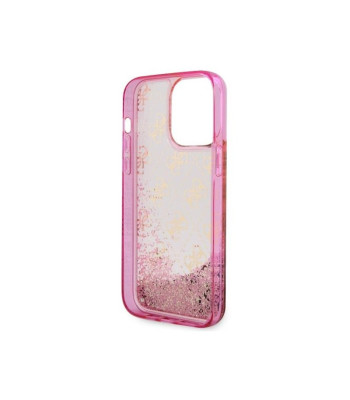 Guess korpuss iPhone 14 Pro 6.1 GUHCP14LLC4PSGP rozā cietais korpuss Liquid Glitter 4G caurspīdīgs