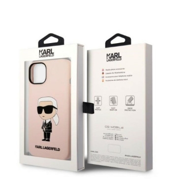 Karl Lagerfeld futrālis iPhone 14 Plus 6,7 KLHMP14MSNIKBCP rozā cietais korpuss Magsafe Silicone NFT Ikonik