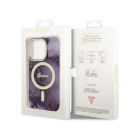 Guess maciņš iPhone 14 Pro Max 6.7 GUHMP14XHTMRSU violetajam cietajam maciņam Golden Marble MagSafe