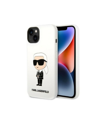 Karl Lagerfeld maciņš iPhone 14 Plus 6,7 KLHCP14MSNIKBCH balts ciets korpuss Silikona Ikonik