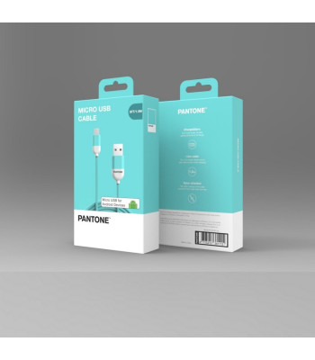 PANTONE kabelis USB — microUSB 1,5 m 2,4 A PT-MC001-5 Teal 3242C