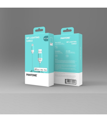 PANTONE MFi kabelis USB — Lightning 1,5 m 2,4 A PT-LCS001-5 Teal 3242C