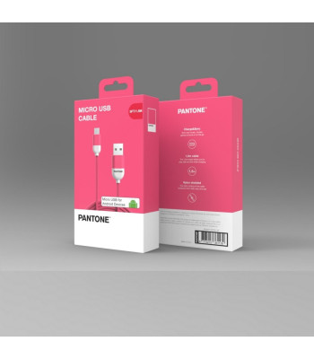 PANTONE kabelis USB - microUSB 1,5 m 2,4A PT-MC001-5 Pink 184C