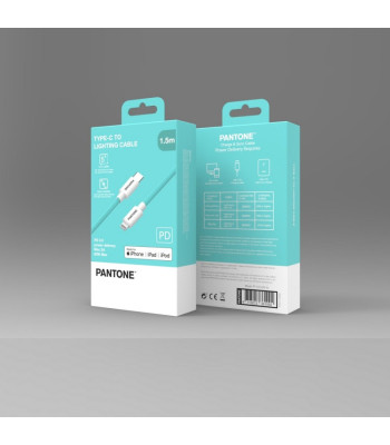 PANTONE MFi kabelis Lightning — USB-C 1,5 m PT-CTL002-5 Teal 3242C