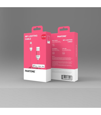 PANTONE MFi kabelis USB — Lightning 1,5 m 2,4 A PT-LCS001-5 Pink 184C