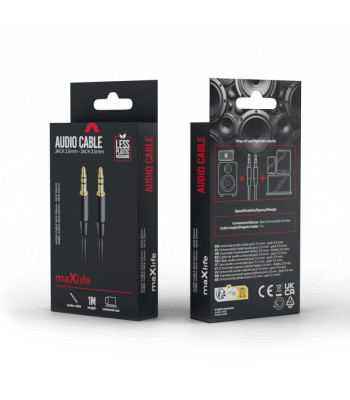 Maxlife audio kabeļa ligzda 3,5 mm - ligzda 3,5 mm 1 m melna