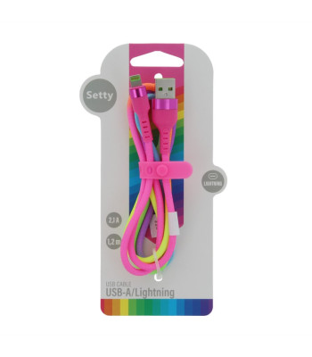 Setty USB — zibens kabelis 1,2 m 2,1 A KNA-L-1.22.113 varavīksne