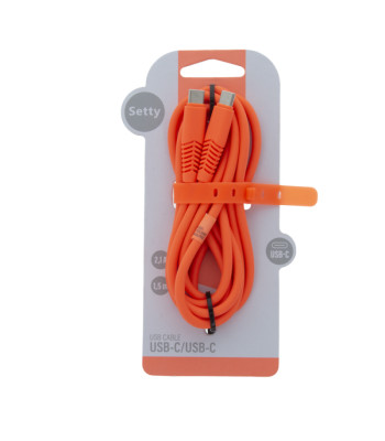 Setty kabelis USB-C — USB-C 1,5 m 2,1 A KSC-C-1.5210 oranžs