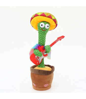 Meksikāņu kaktuss ar ģitāru, kas dejo un atkārto vārdus