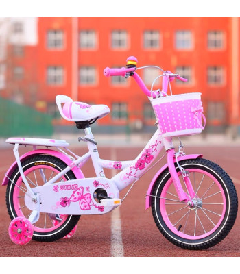 Bērnu velosipēds rozā ar 16 collu riteņiem Happy 3773