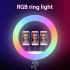 Gredzena LED RGB grima lampa 56 cm ar statīva statīvu un 3 tālruņa turētājiem N3287